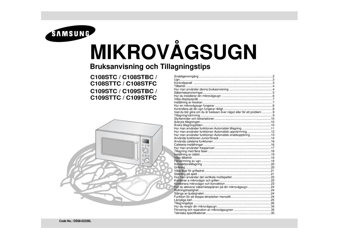 Samsung C109STC-5/XEE, C109STC/XEE manual Mikrobølgeovn 