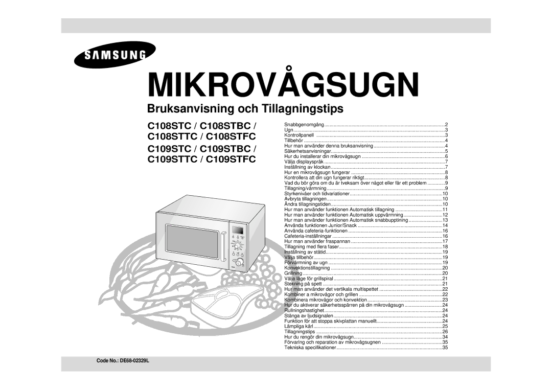 Samsung C109STC-5/XEE, C109STC/XEE manual Mikrovågsugn 