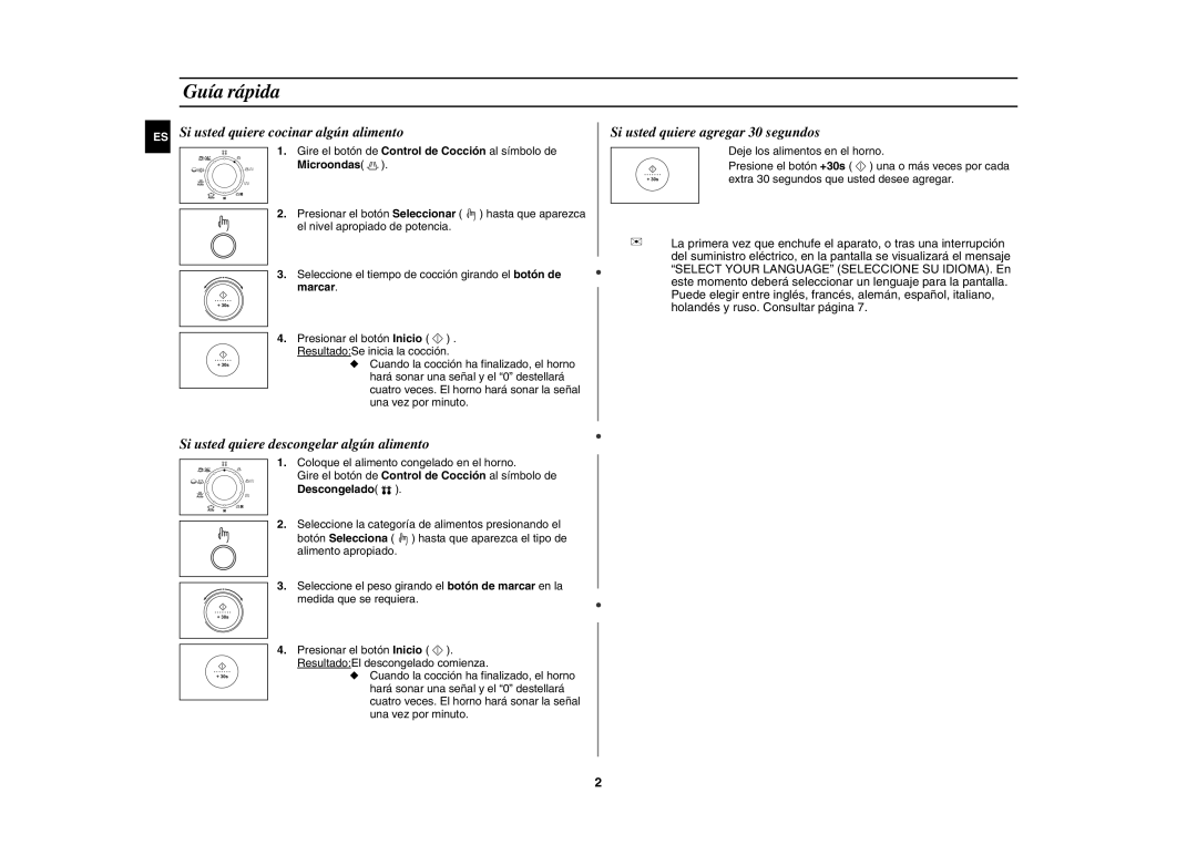 Samsung C109ST/XEC manual Guía rápida, Descongelado 