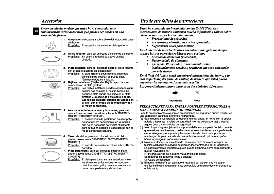 Samsung C109ST/XEC manual Accesorios, Uso de este folleto de instrucciones 