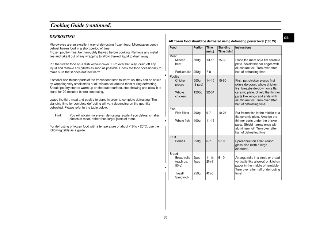 Samsung C138STT, C139STB, C138STB, C139STT, C138STF, C139STF technical specifications Defrosting 