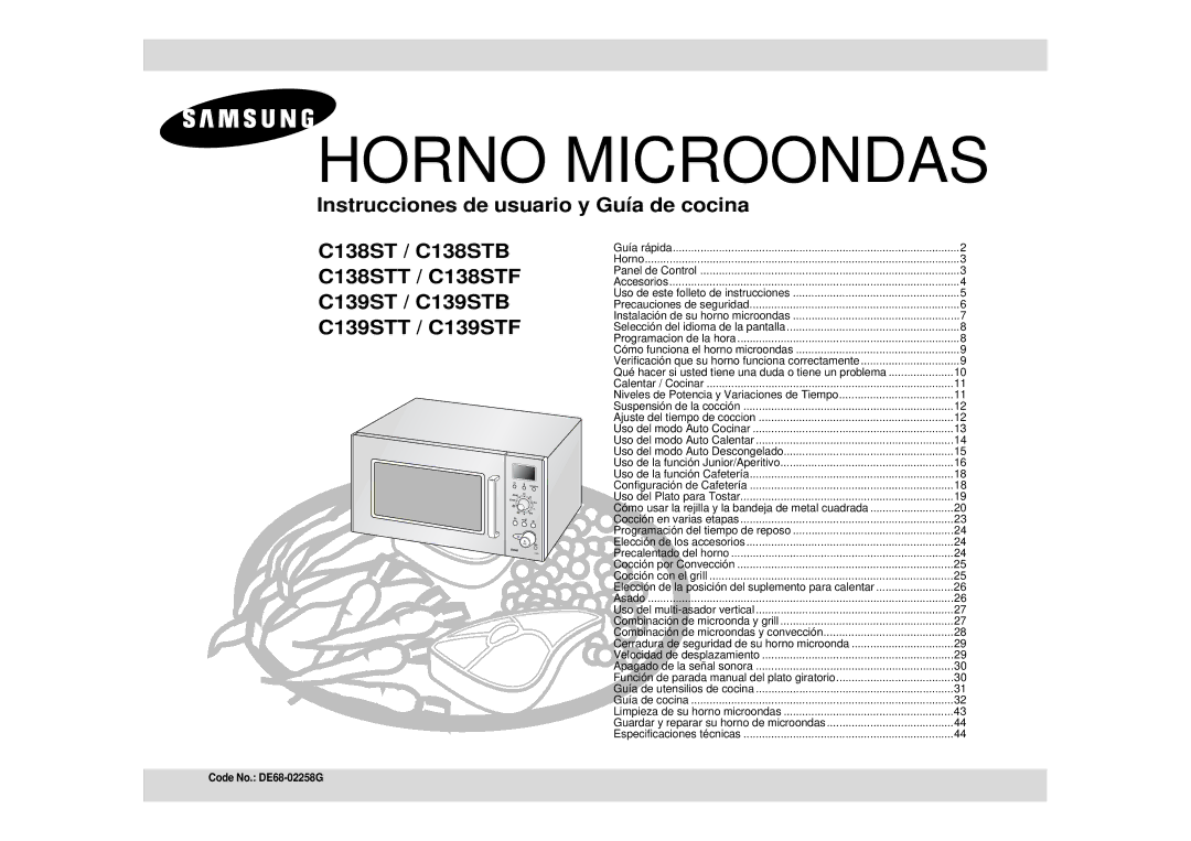 Samsung C139STF/XEC manual Horno Microondas 