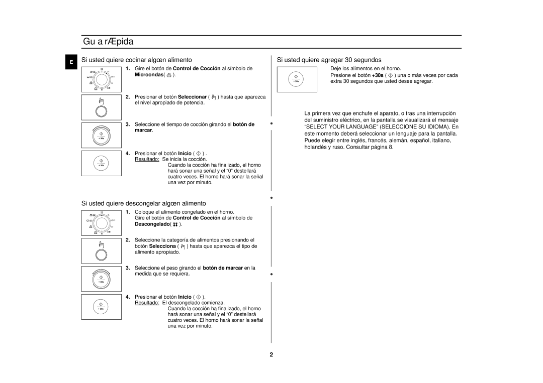 Samsung C139STF/XEC manual Guía rápida, Descongelado 