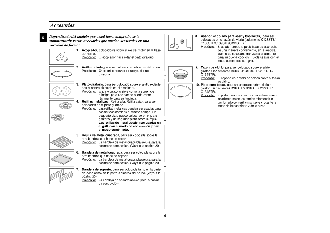 Samsung C139STF/XEC manual Accesorios 