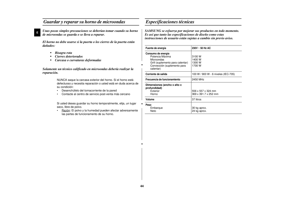 Samsung C139STF/XEC manual Dimensiones ancho x alto Profundidad 