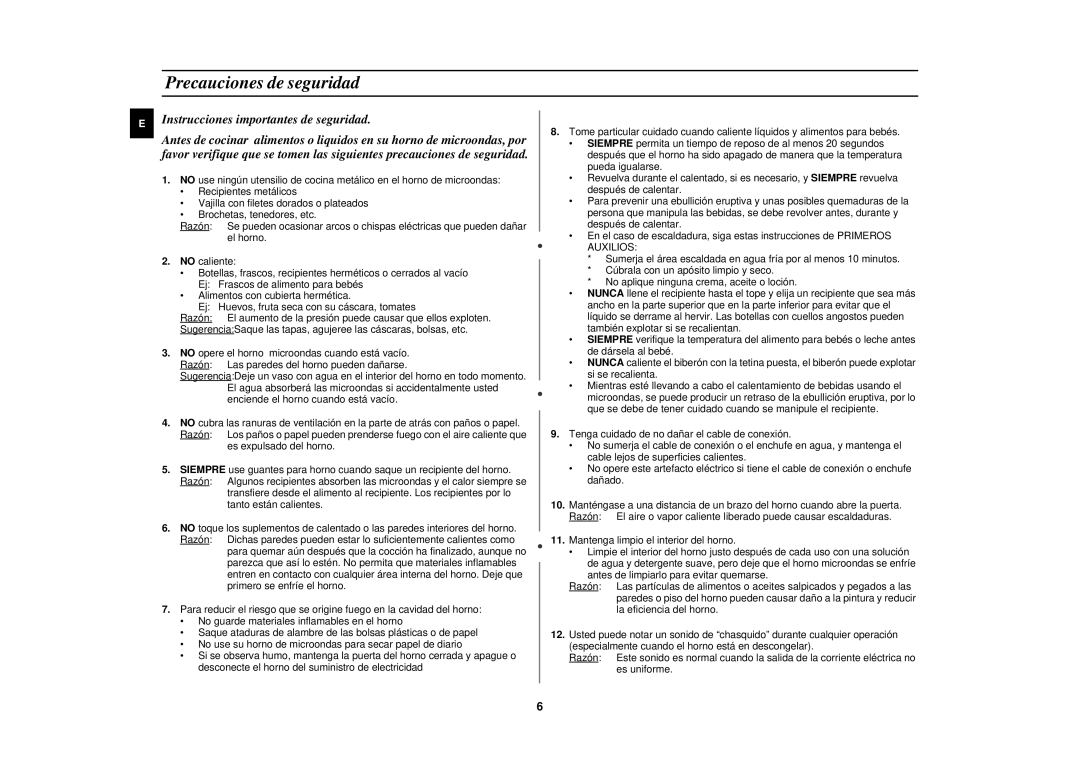 Samsung C139STF/XEC manual Precauciones de seguridad, Instrucciones importantes de seguridad 