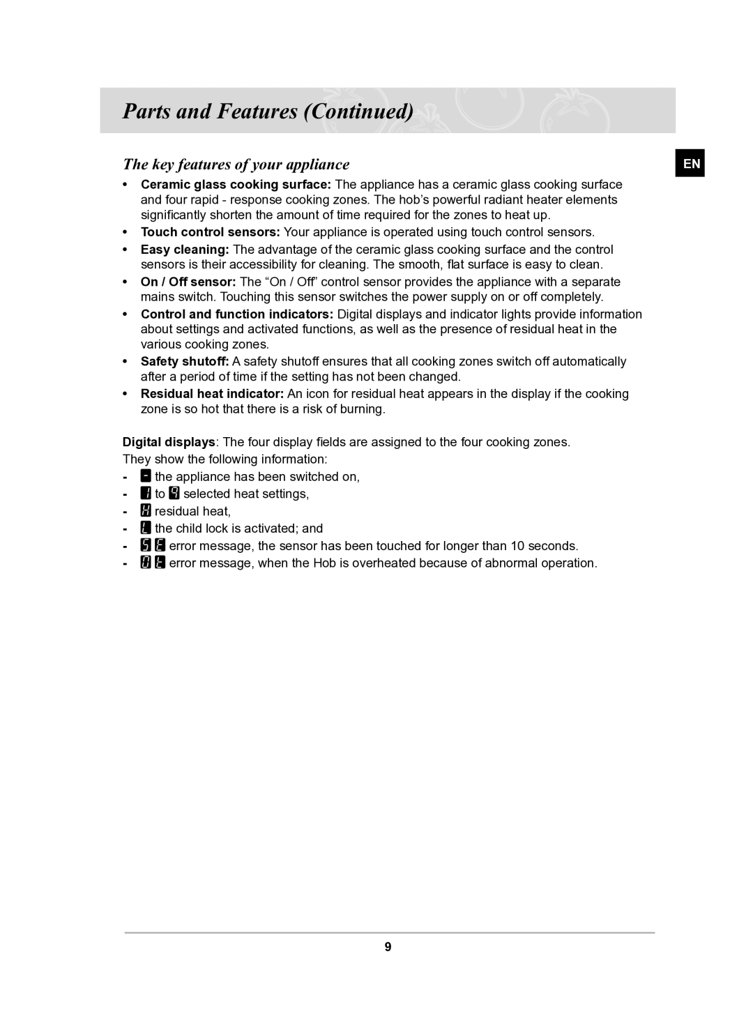 Samsung C21RJAN manual Key features of your appliance 