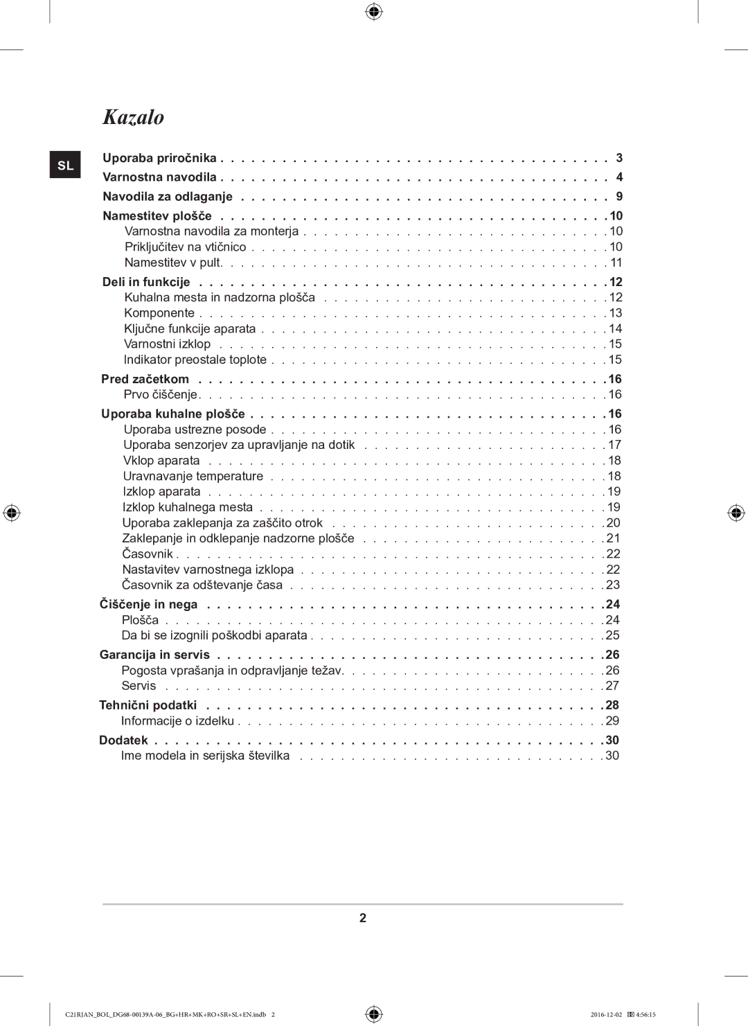 Samsung C21RJAN/BOL manual Kazalo 