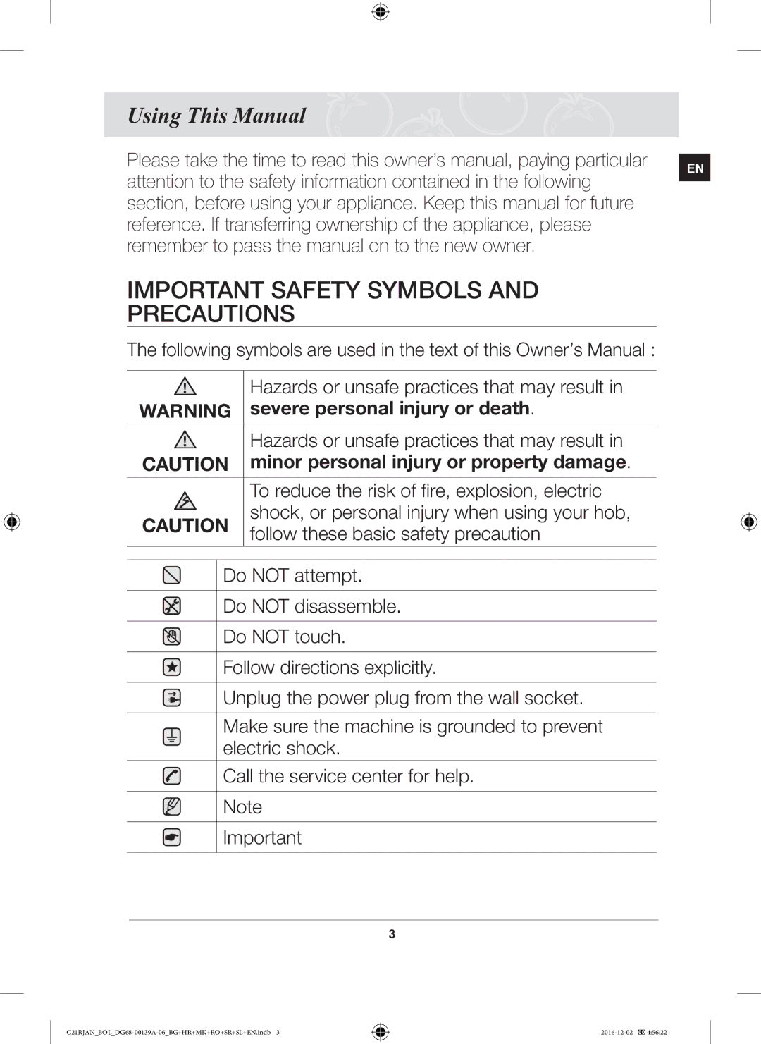 Samsung C21RJAN/BOL manual Important Safety Symbols and Precautions, Using This Manual 