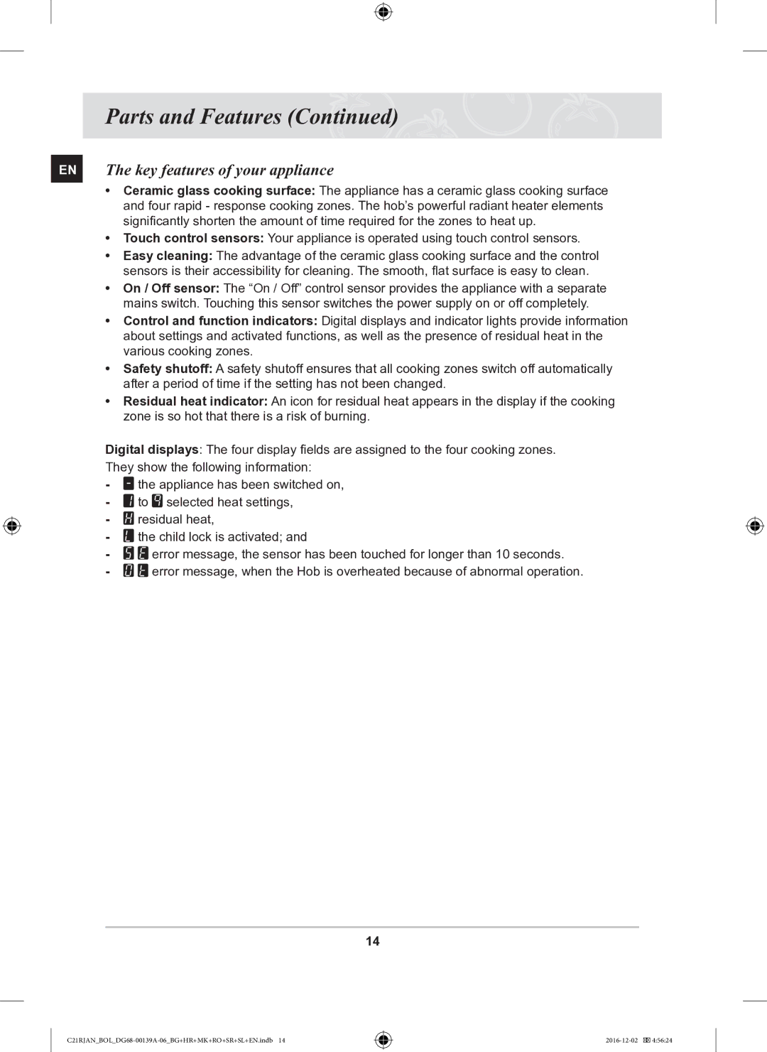 Samsung C21RJAN/BOL manual EN The key features of your appliance 