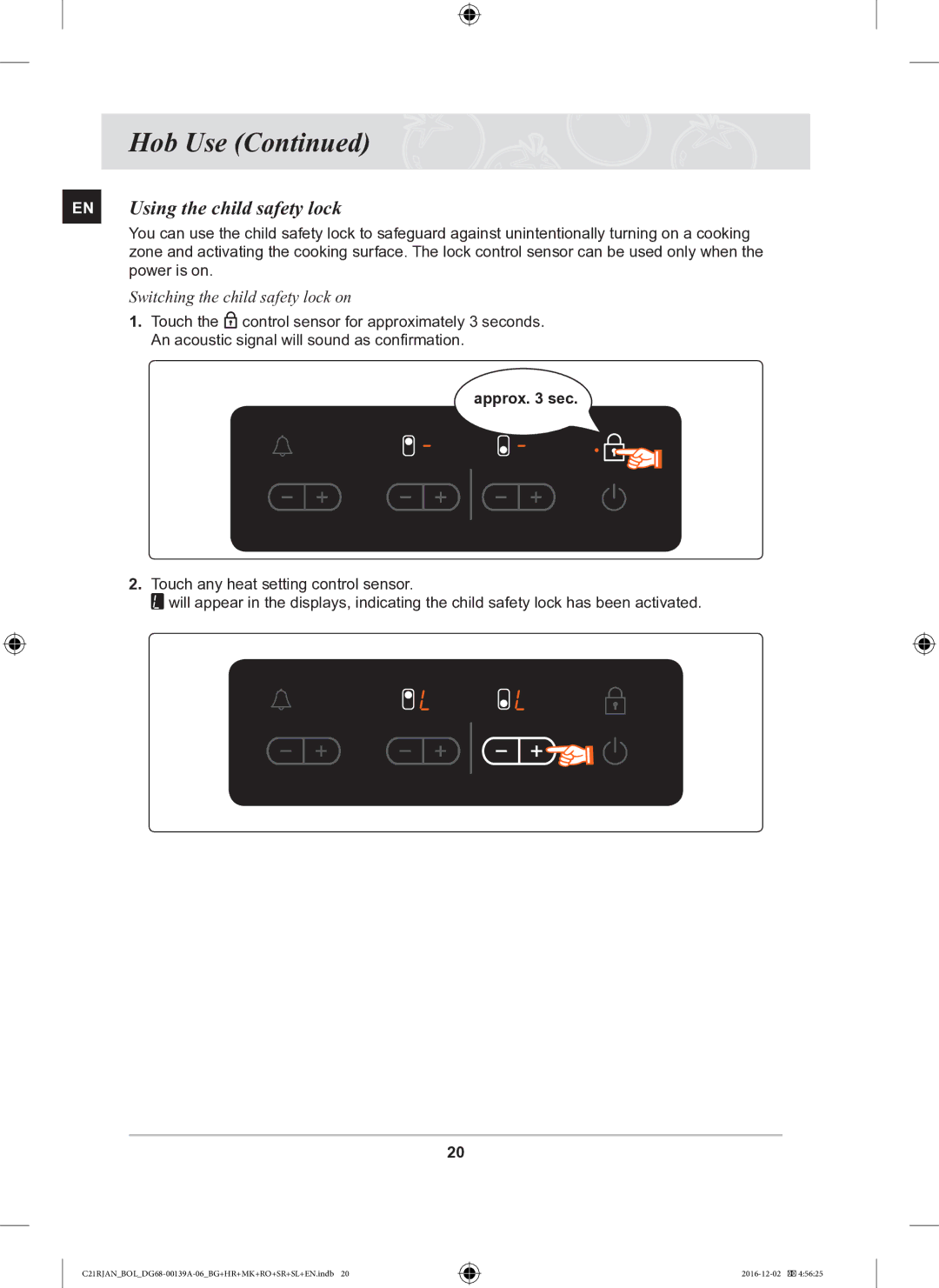 Samsung C21RJAN/BOL manual EN Using the child safety lock, Approx sec 