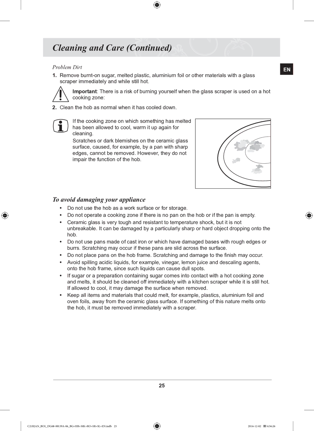 Samsung C21RJAN/BOL manual To avoid damaging your appliance 