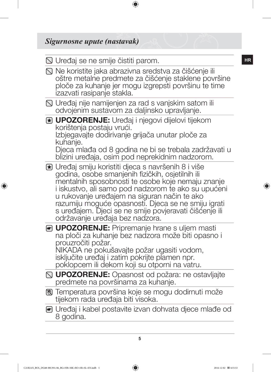 Samsung C21RJAN/BOL manual Sigurnosne upute nastavak 