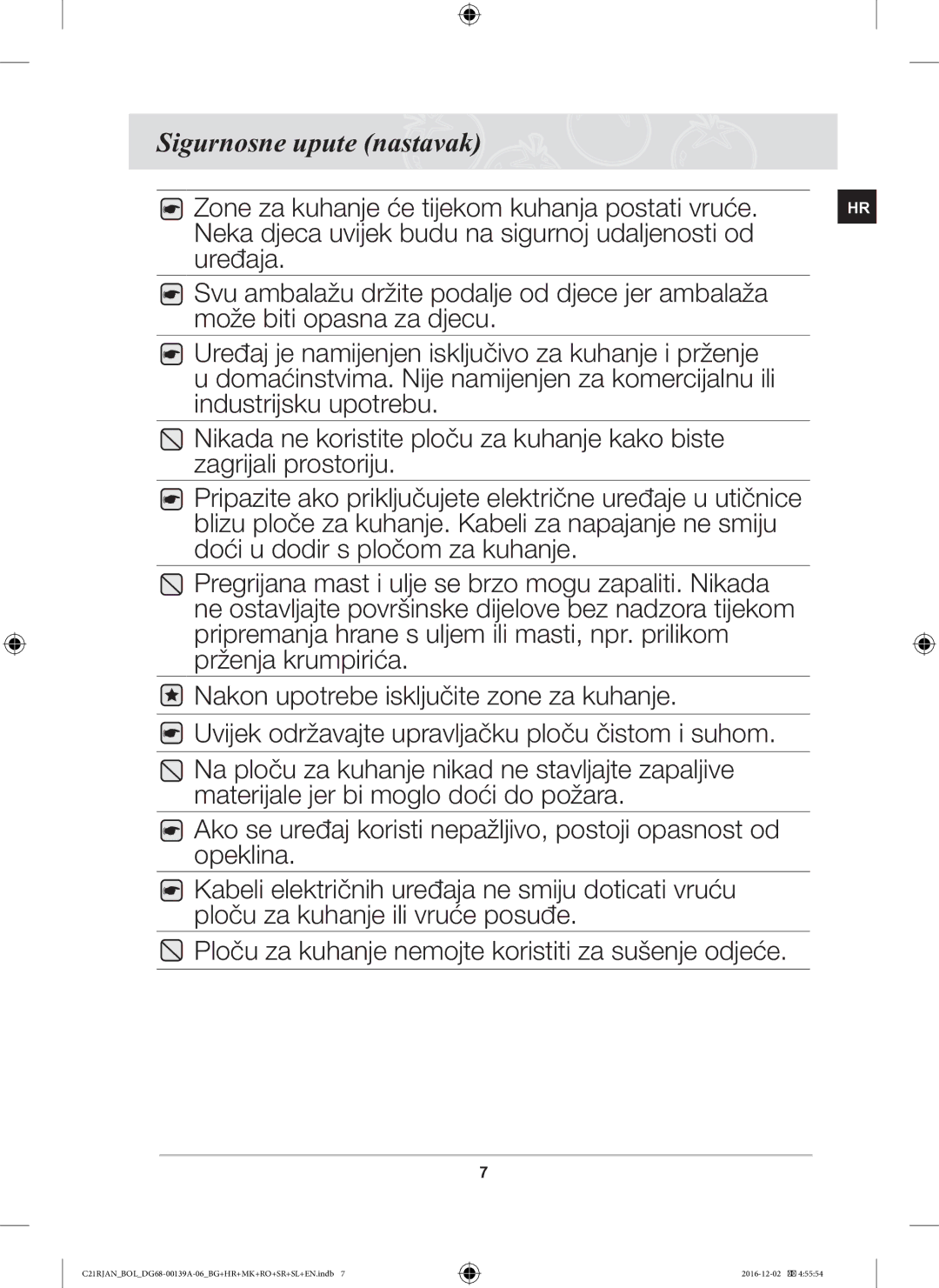 Samsung C21RJAN/BOL manual Sigurnosne upute nastavak 