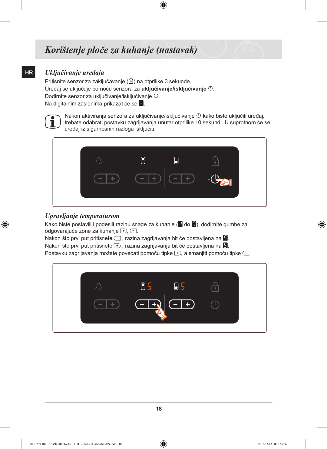 Samsung C21RJAN/BOL manual HR Uključivanje uređaja, Upravljanje temperaturom 