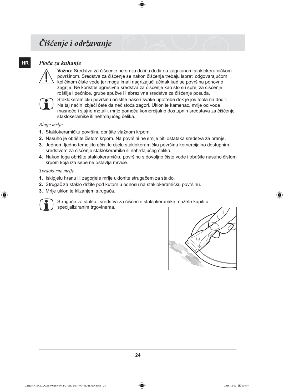 Samsung C21RJAN/BOL manual Čišćenje i održavanje, HR Ploča za kuhanje 