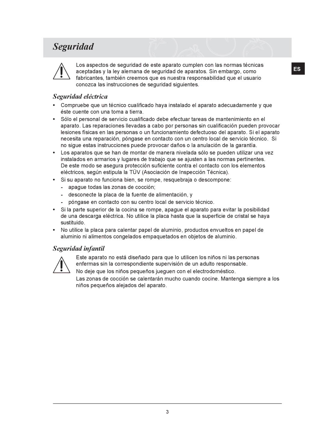 Samsung C21RJAN/XEC manual Seguridad eléctrica, Seguridad infantil 