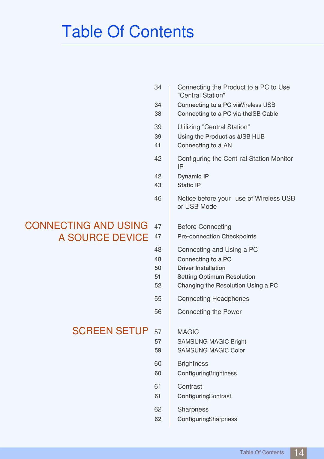 Samsung C24A650U, C24A650X, C27A650X, C27A650U user manual Connecting and Using 47 a Source Device Screen Setup 