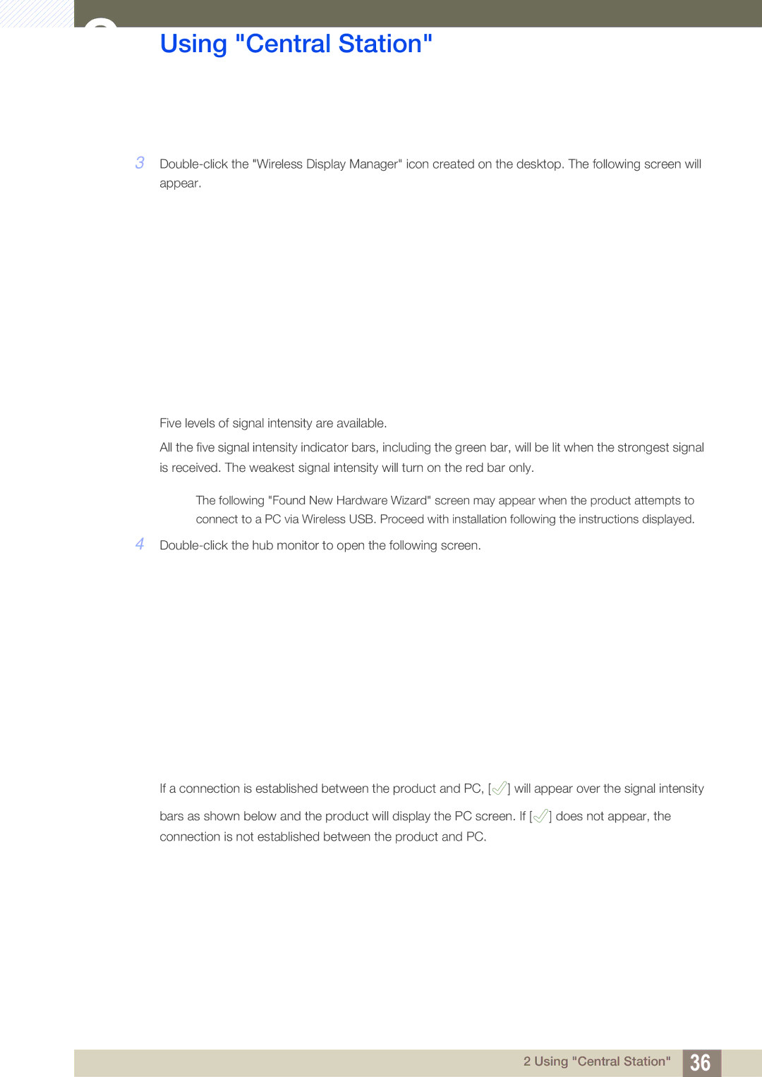 Samsung C24A650X, C27A650X, C24A650U, C27A650U user manual Using Central Station 