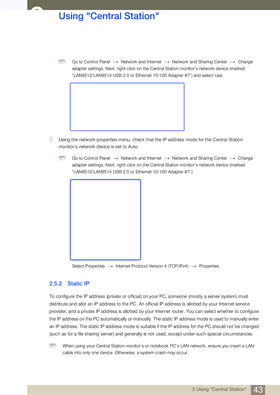 Samsung C27A650U, C24A650X, C27A650X, C24A650U user manual Static IP 