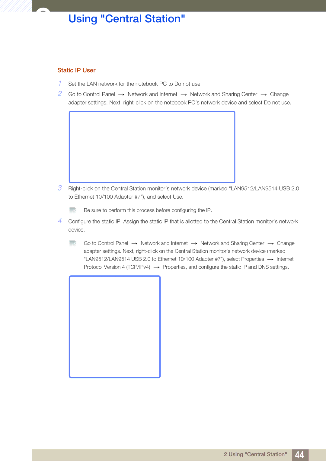 Samsung C24A650X, C27A650X, C24A650U, C27A650U user manual Static IP User 