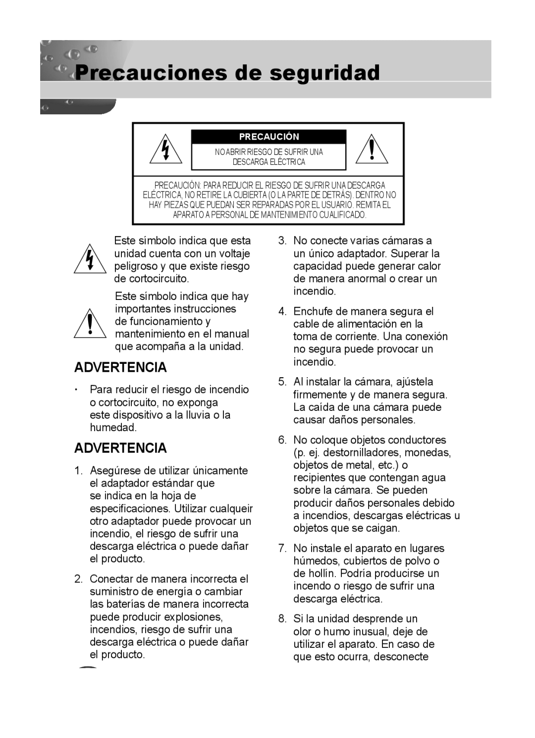 Samsung C4235(P), C4333(P), C4335(P) user manual Precauciones de seguridad, Advertencia 