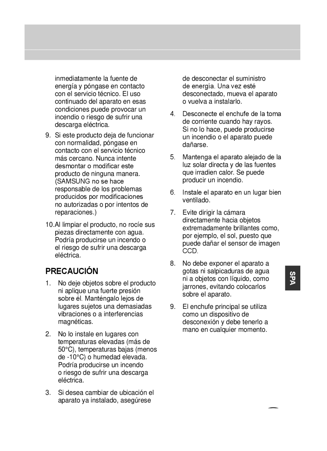 Samsung C4333(P), C4335(P), C4235(P) user manual Precaución, Ccd 