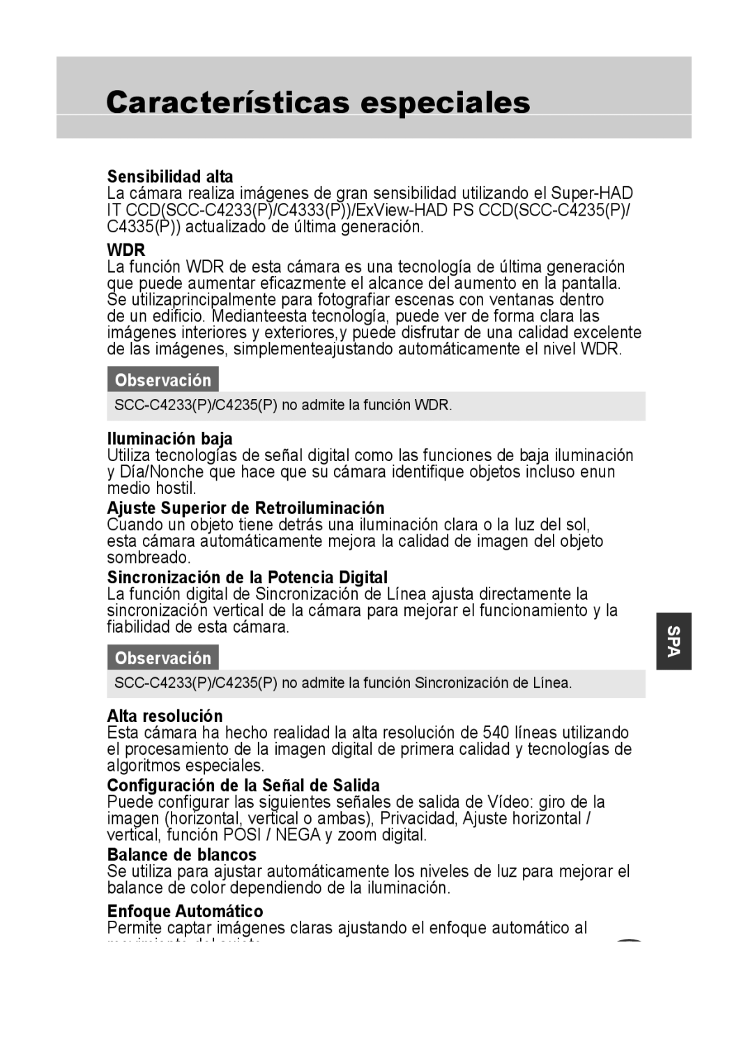 Samsung C4335(P), C4333(P), C4235(P) user manual Características especiales 