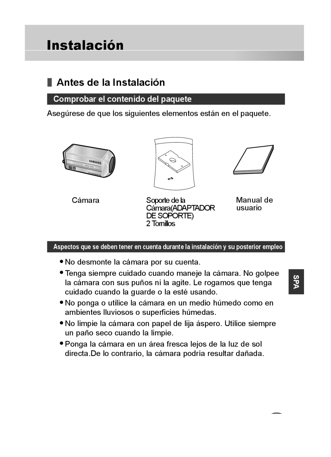 Samsung C4235(P), C4333(P), C4335(P) user manual Antes de la Instalación, Comprobar el contenido del paquete, Tornillos 