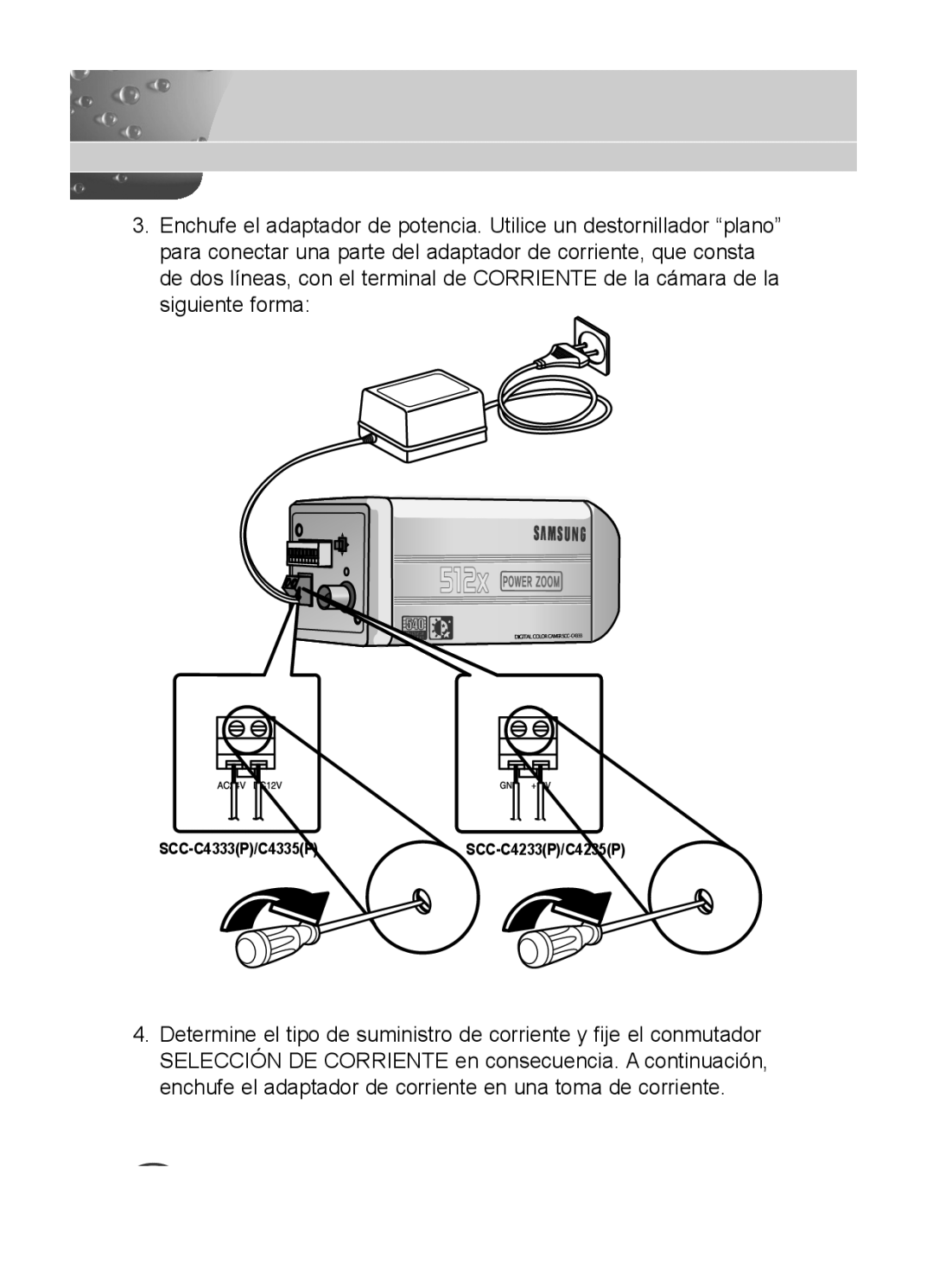 Samsung C4235(P), C4333(P), C4335(P) user manual SCC-C4333P/C4335PSCC-C4233P/C4235P 