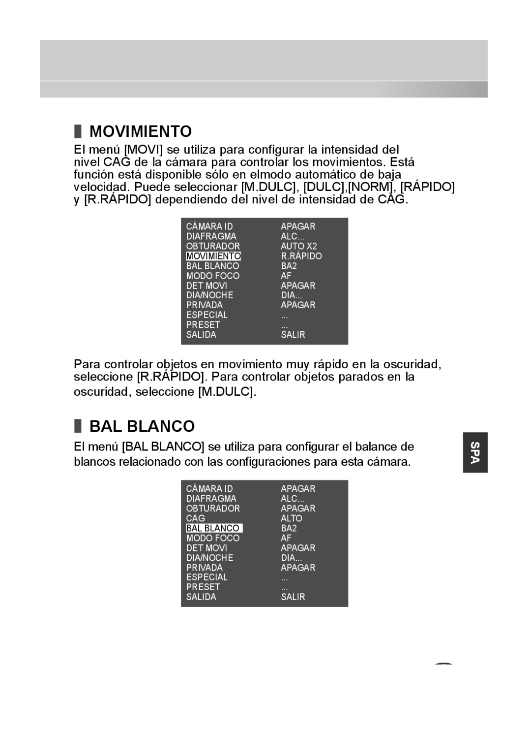 Samsung C4333(P), C4335(P), C4235(P) user manual Movimiento, BAL Blanco 