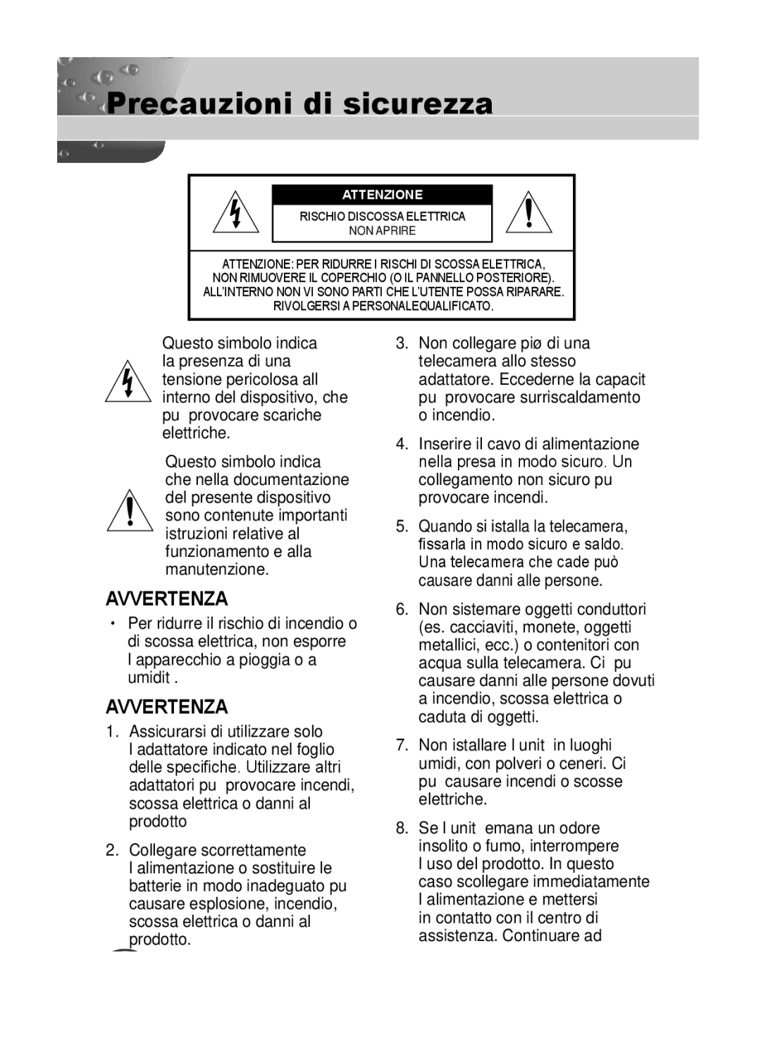 Samsung C4333(P), C4335(P), C4235(P) user manual Precauzioni di sicurezza, Avvertenza 