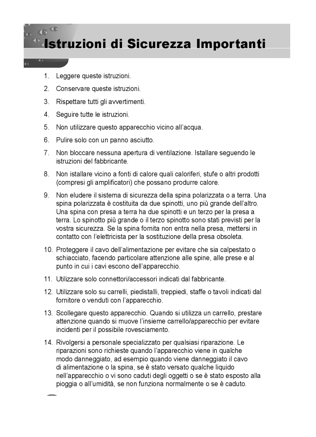 Samsung C4235(P), C4333(P) Istruzioni di Sicurezza Importanti, Compresi gli amplificatori che possano produrre calore 