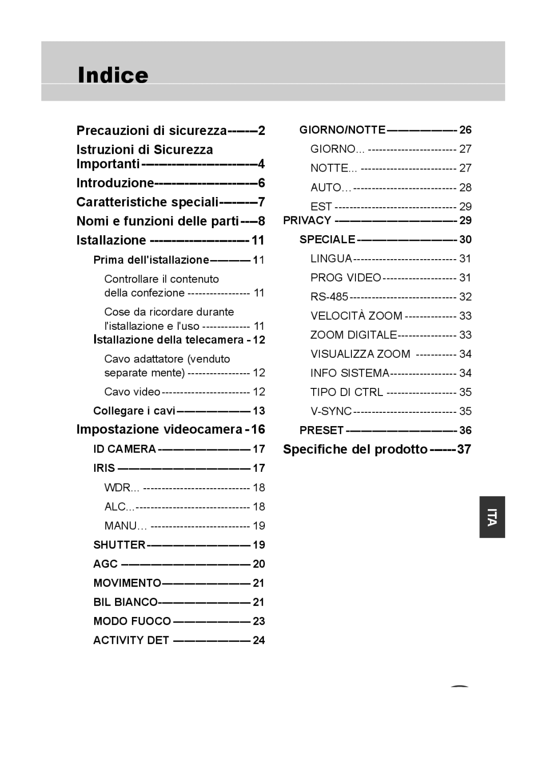 Samsung C4333(P), C4335(P), C4235(P) user manual Indice, Istruzioni di Sicurezza, Istallazione 