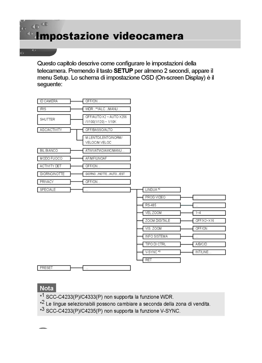 Samsung C4235(P), C4333(P), C4335(P) user manual Impostazione videocamera 