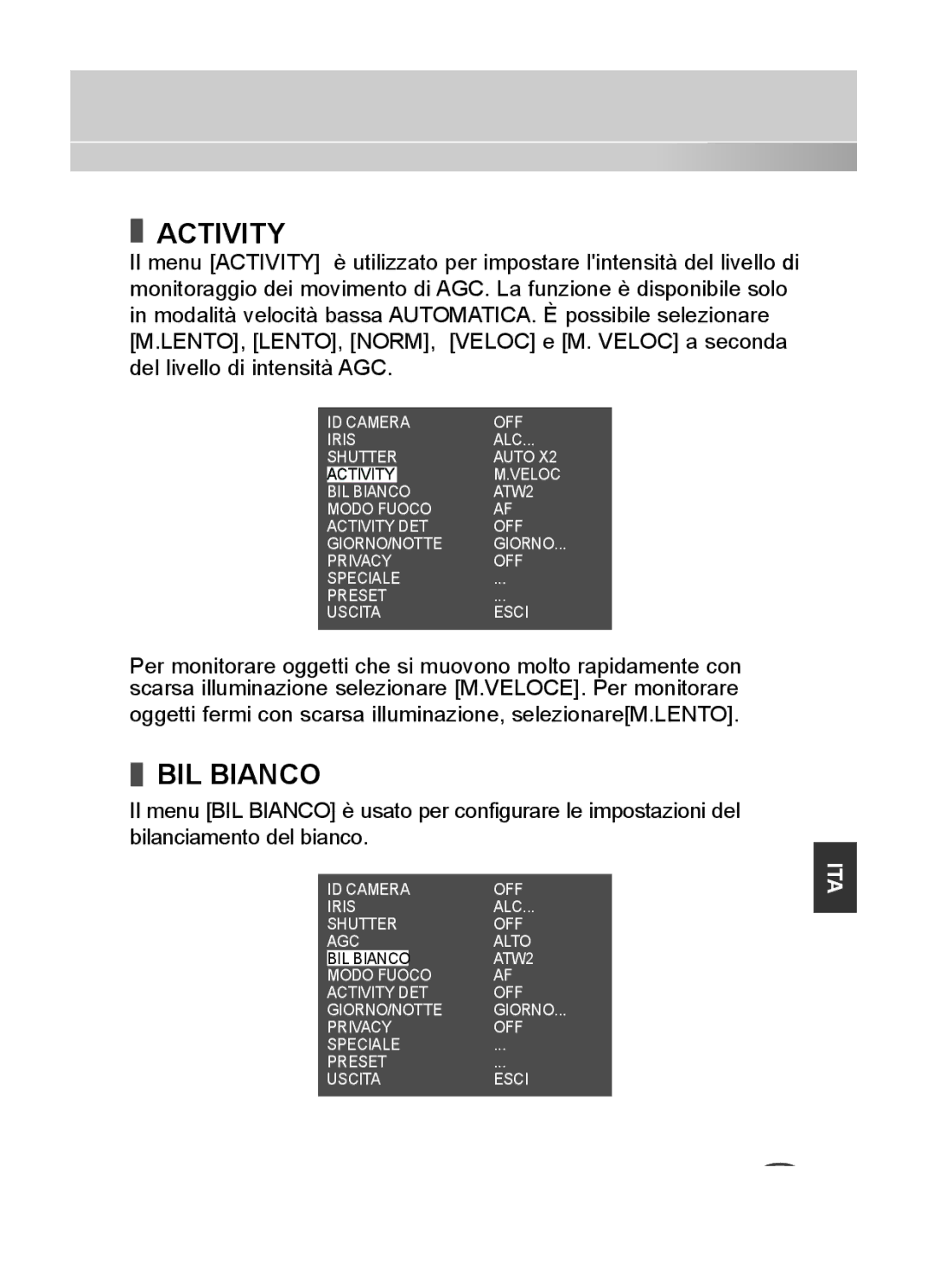 Samsung C4335(P), C4333(P), C4235(P) user manual Activity, BIL Bianco 