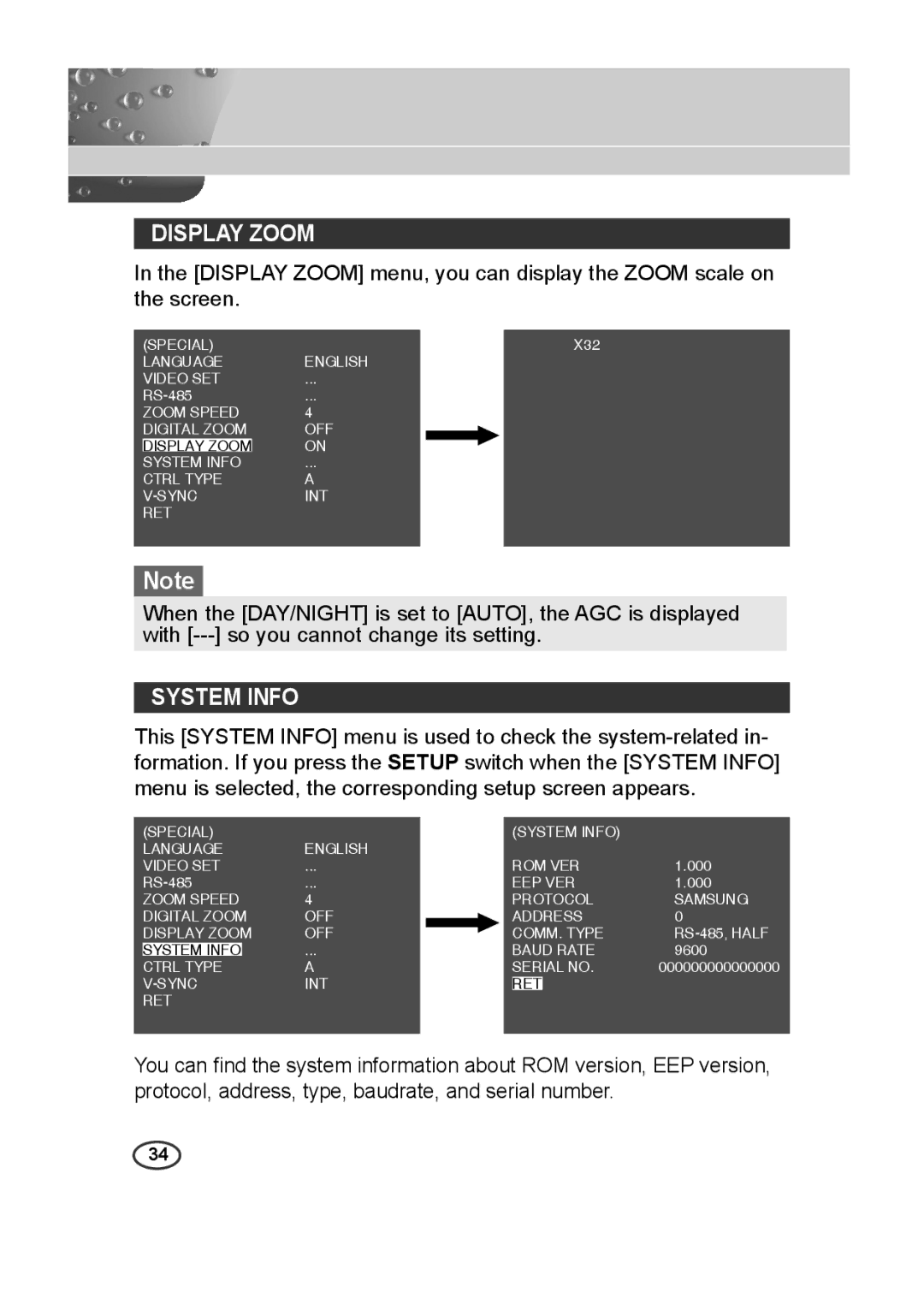 Samsung C4335(P), C4333(P), C4235(P) user manual Display Zoom, System Info 