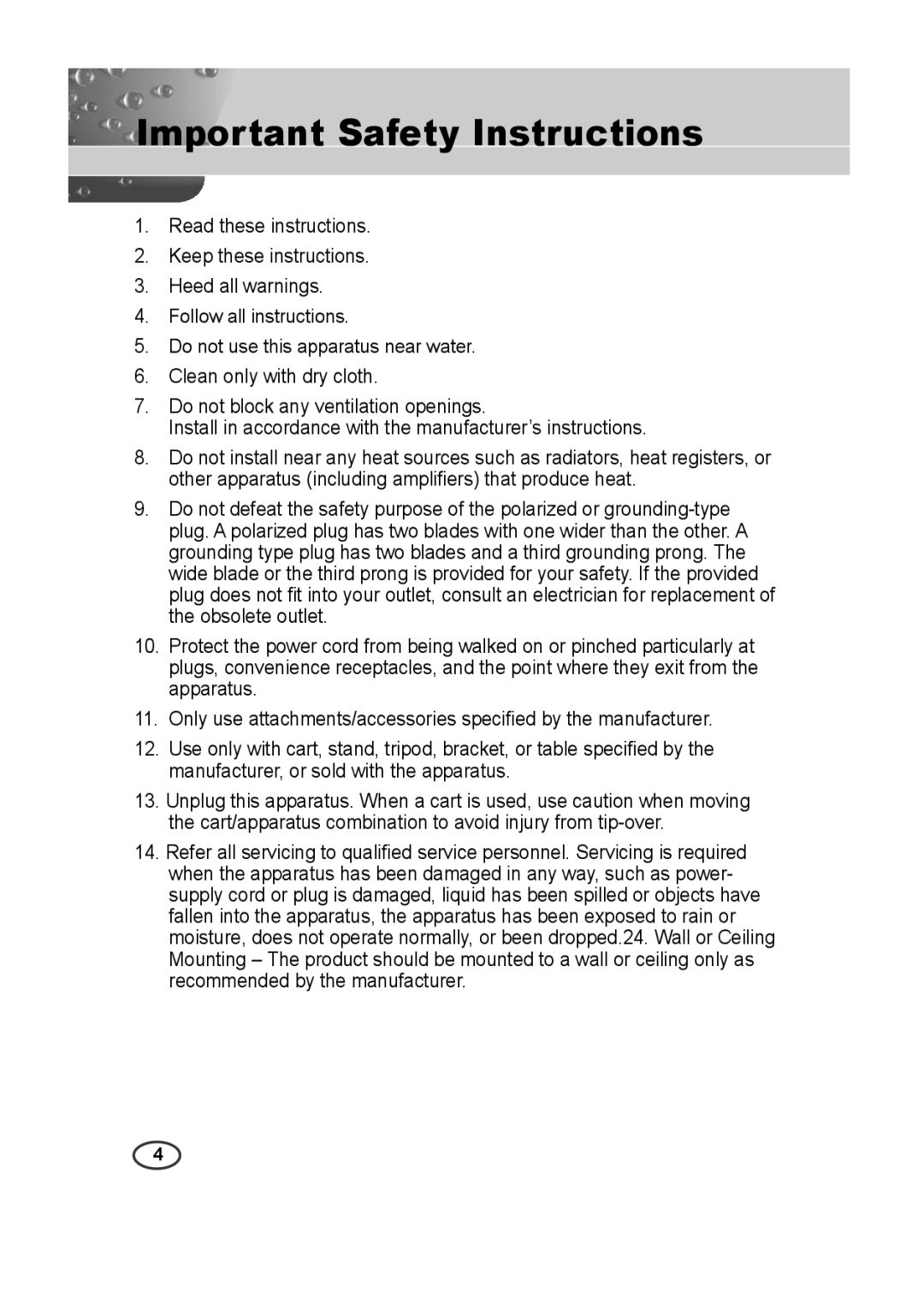 Samsung C4335(P), C4333(P), C4235(P) user manual Important Safety Instructions 