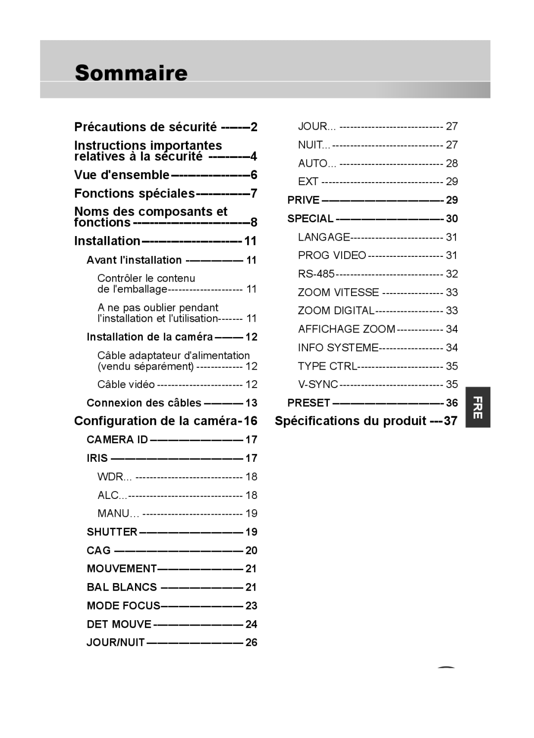 Samsung C4335(P), C4333(P), C4235(P) user manual Sommaire, Instructions importantes, Noms des composants et 