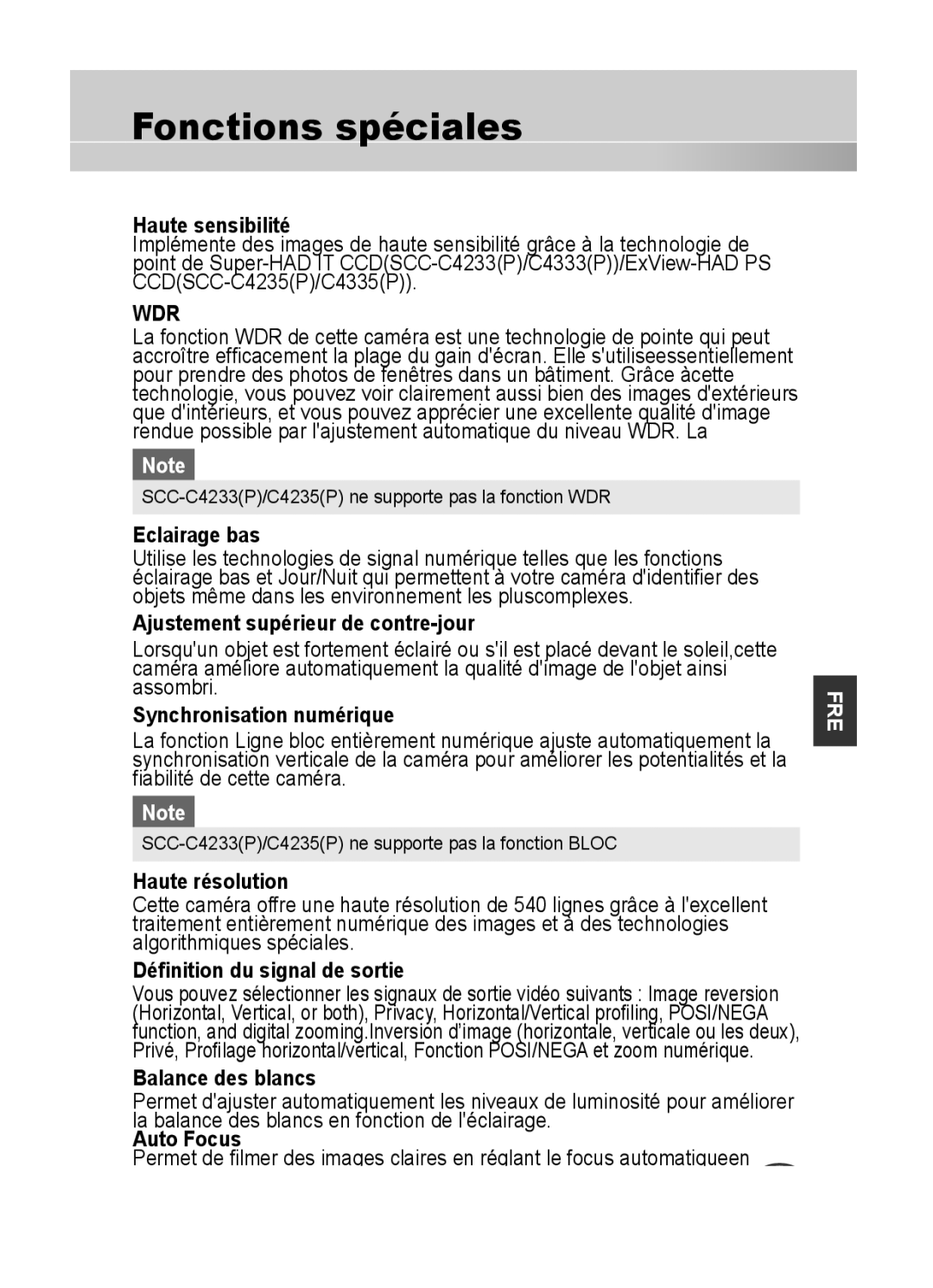 Samsung C4333(P), C4335(P), C4235(P) user manual Fonctions spéciales 