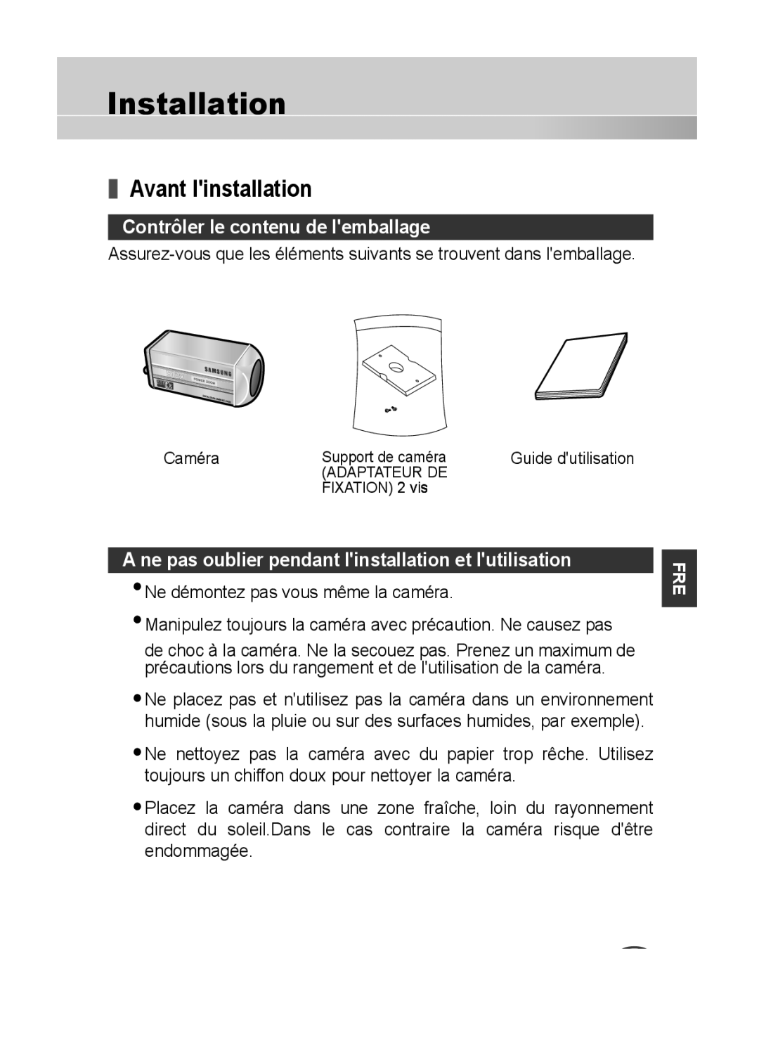 Samsung C4335(P), C4333(P), C4235(P) user manual Avant linstallation, Contrôler le contenu de lemballage 