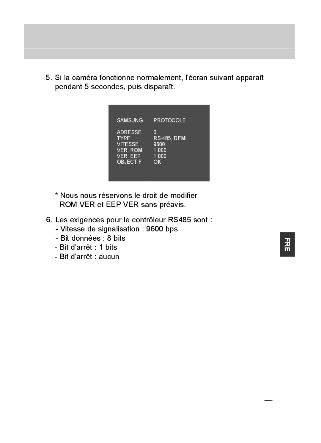 Samsung C4235(P), C4333(P), C4335(P) user manual Samsung Protocole Adresse Type 