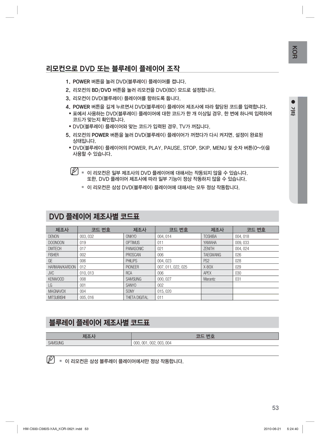 Samsung C560S 리모컨으로 Dvd 또는 블루레이 플레이어 조작,  이 리모컨은 삼성 Dvd블루레이 플레이어에 대해서는 모두 정상 작동합니다,  이 리모컨은 삼성 블루레이 플레이어에서만 정상 작동합니다 