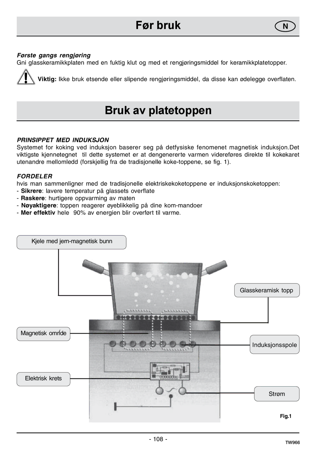 Samsung C61IDGNO/XEE manual Før bruk, Bruk av platetoppen, Første gangs rengjøring 