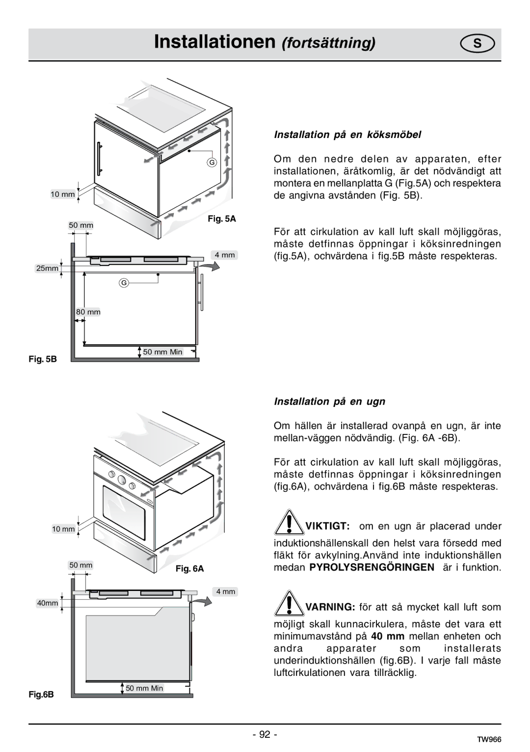 Samsung C61IDGNO/XEE manual Installation på en köksmöbel, Installation på en ugn 