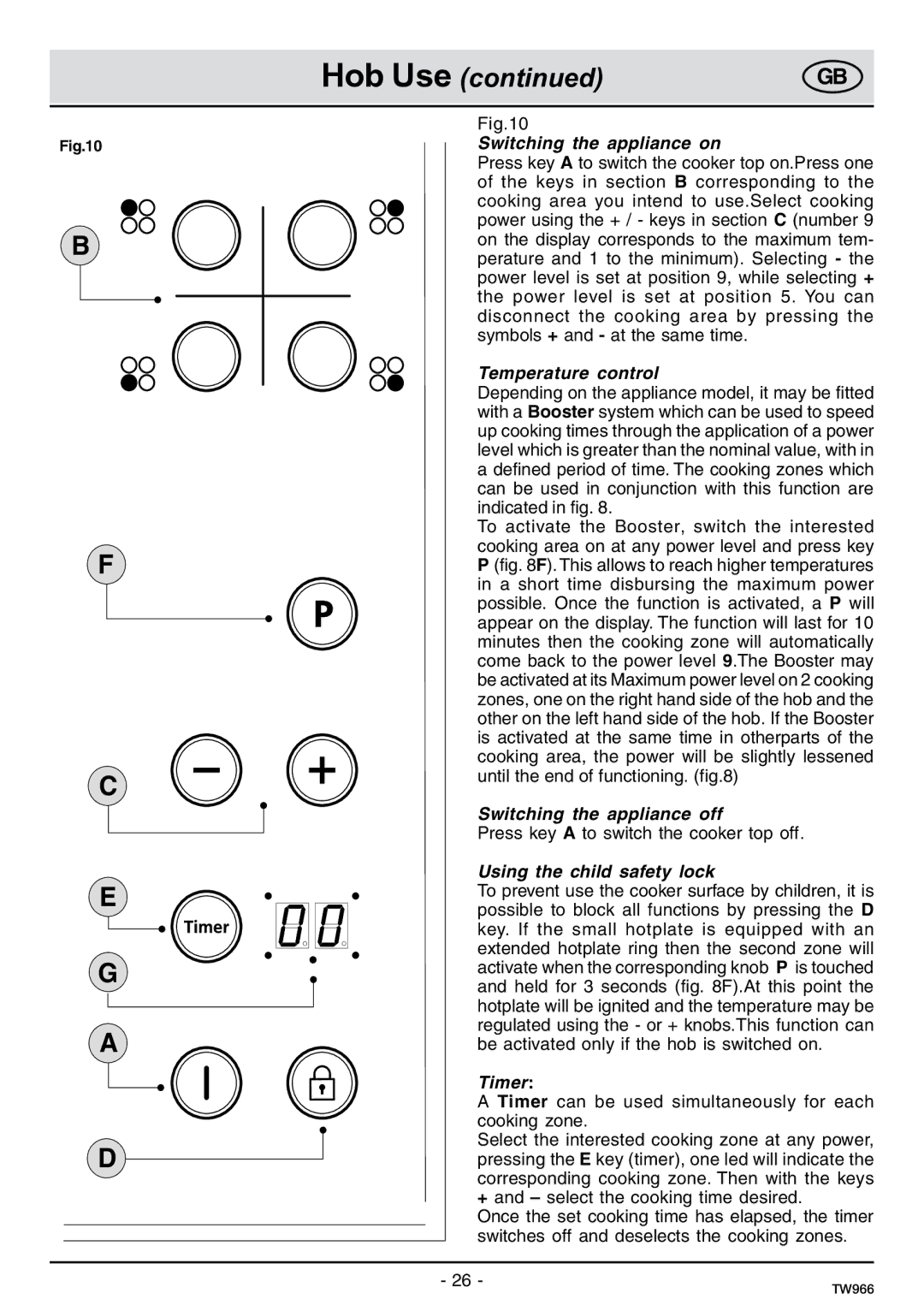 Samsung C61IDGNO/XEO manual Switching the appliance on, Temperature control, Switching the appliance off, Timer 