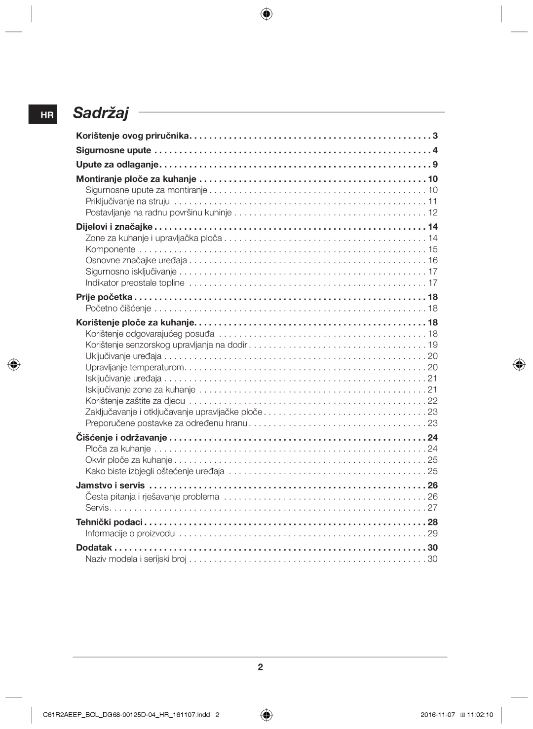 Samsung C61R2AAST/BOL, C61R2AAST/XEH manual HR Sadržaj 