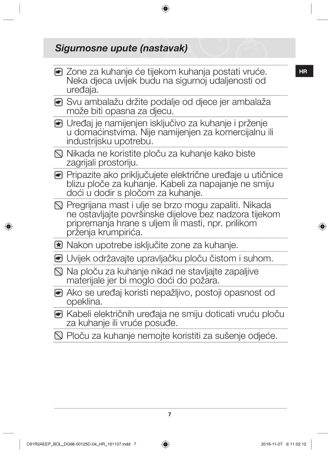 Samsung C61R2AAST/XEH, C61R2AAST/BOL manual Sigurnosne upute nastavak 