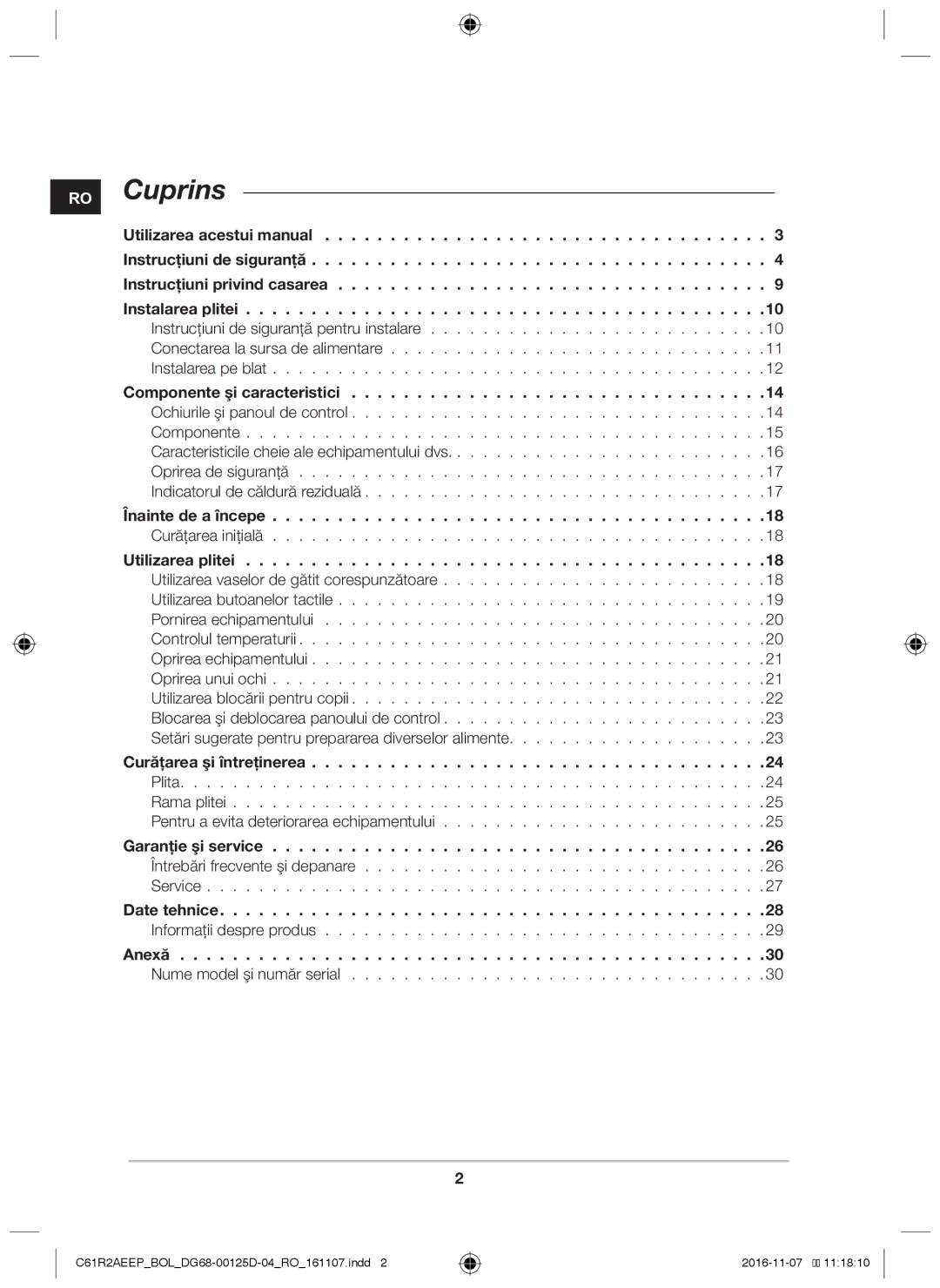 Samsung C61R2AAST/BOL, C61R2AAST/XEH manual Cuprins 