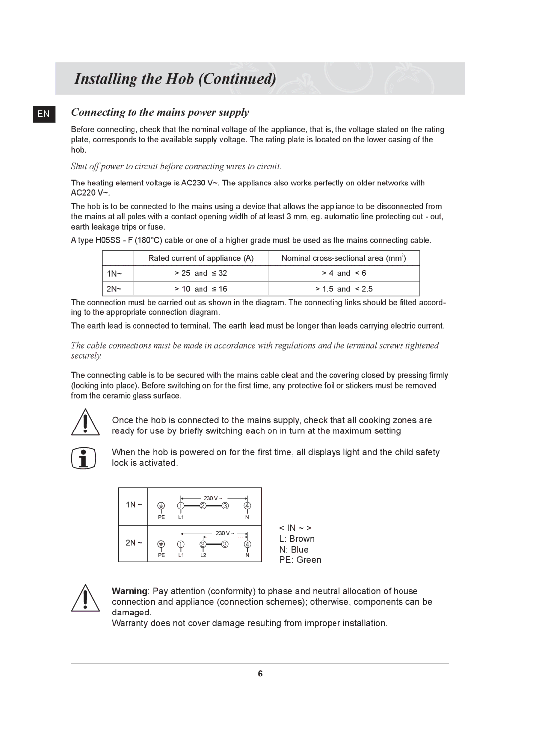 Samsung C61R2AAST/BOL, C61R2AAST/XEH manual EN Connecting to the mains power supply 